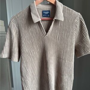 Abercrombie & Fitch Men's Beige Ribbed Polo